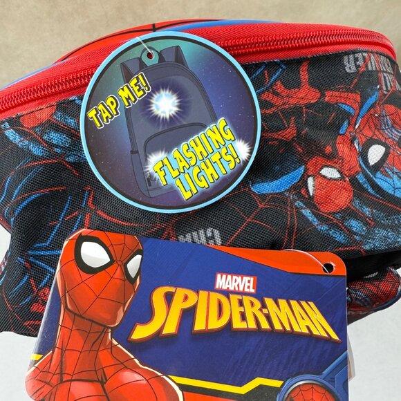 Spider-Man Kids Water Resistant 17'' Backpack With Flashing Lights/Padded Laptop - Picture 6 of 7